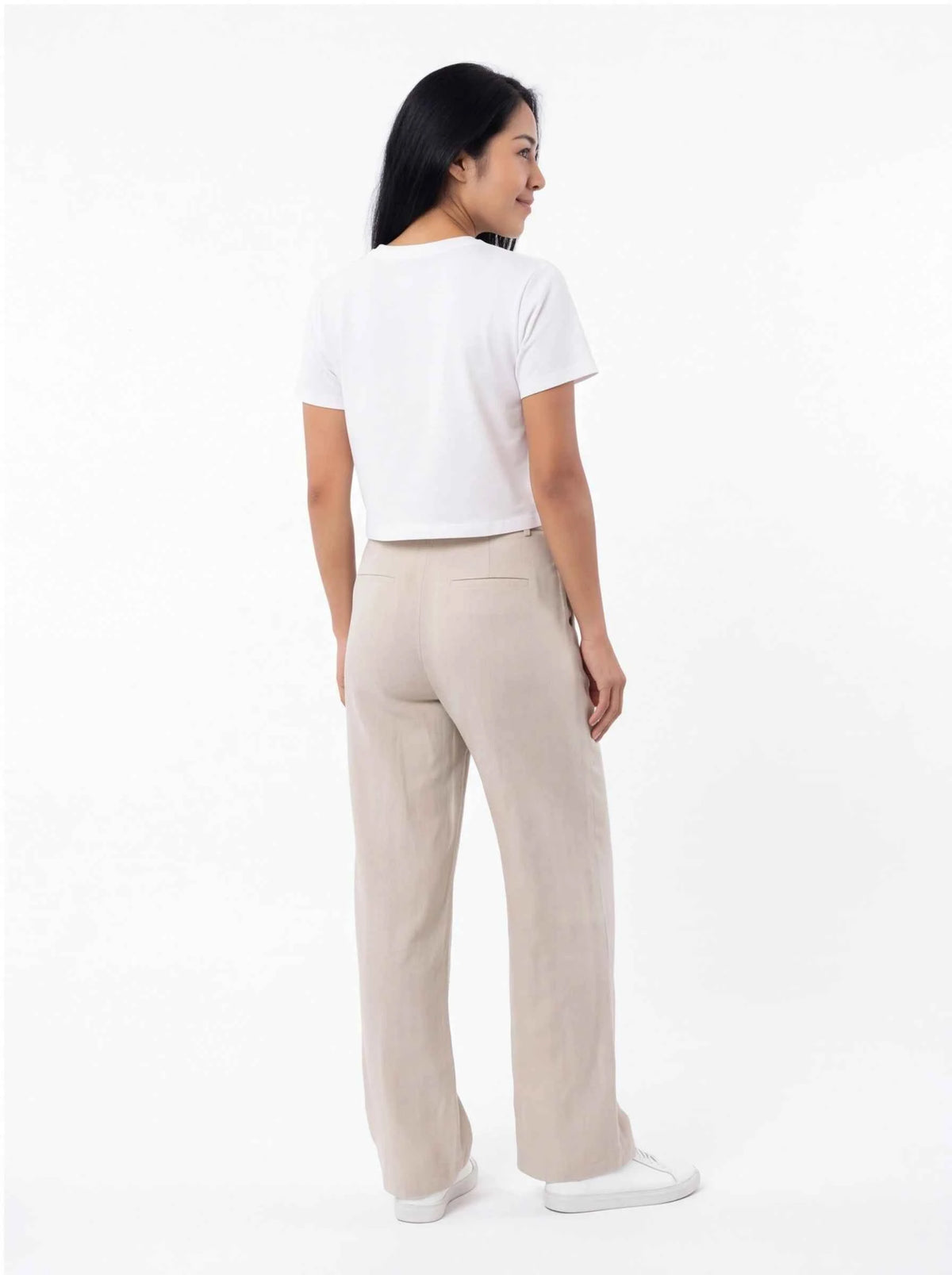 White cropped T-shirt back view; no visible print