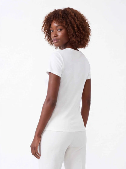 White plain T-shirt with short sleeves, back view