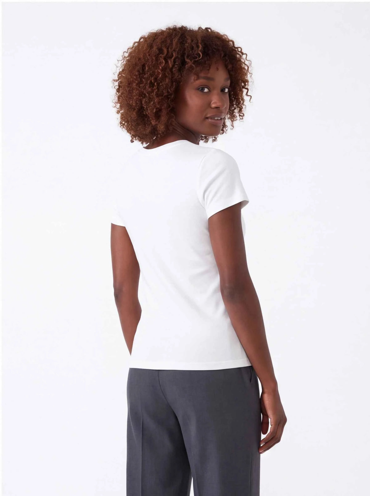 White crew-neck t-shirt, plain back view