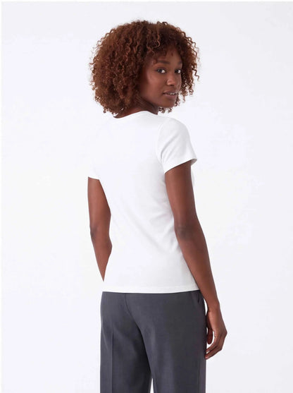 White crew-neck t-shirt, plain back view