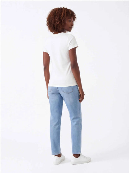 White crew-neck T-shirt, plain back view