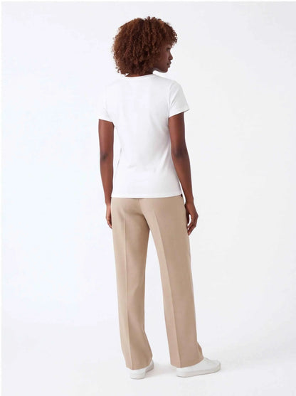 White crewneck graphic t-shirt, back view with blank fabric