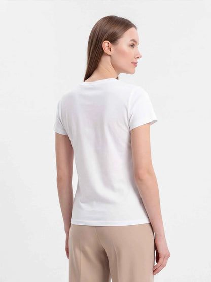 White crewneck T-shirt with solid back and no visible graphic